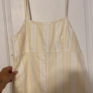 Pastel yellow with white striped romper